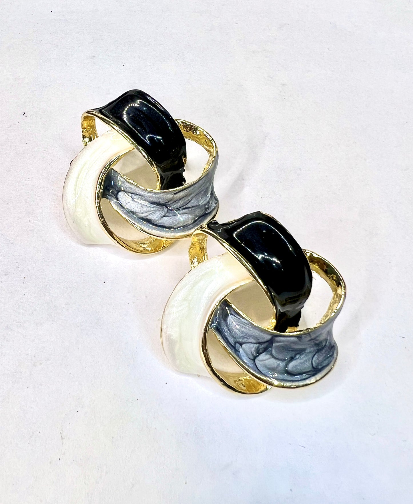 Tricolor Twisted Knot Earrings