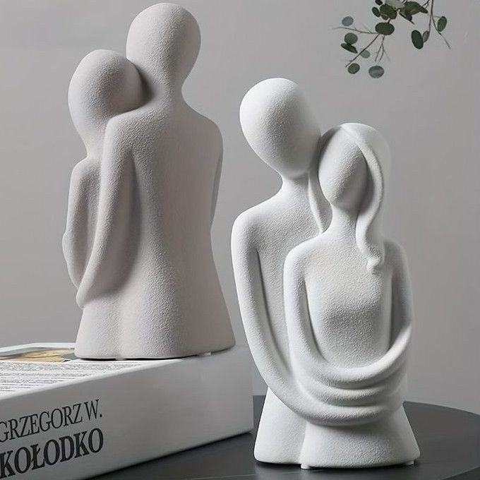Embracing Couple Cement Figurine