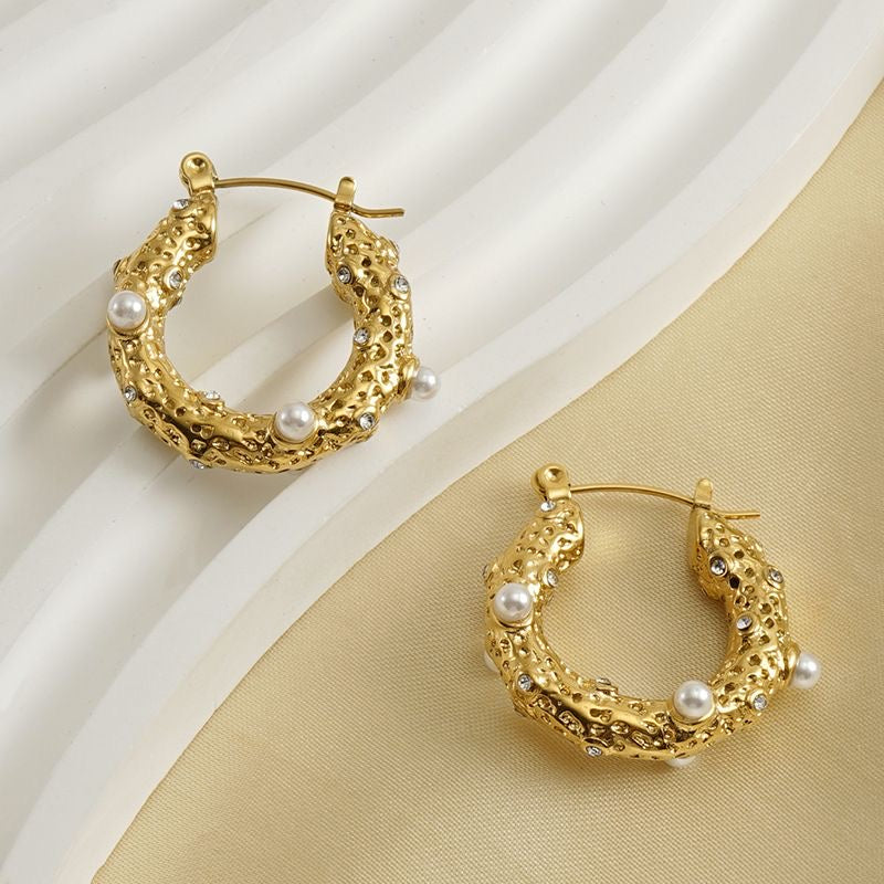 Retro Pearl Hoops
