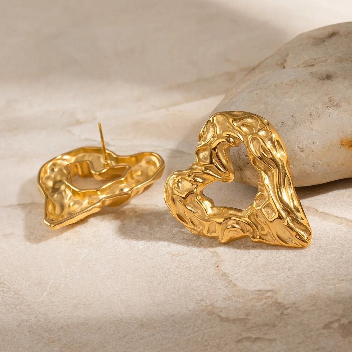 Hammered Heart Earrings