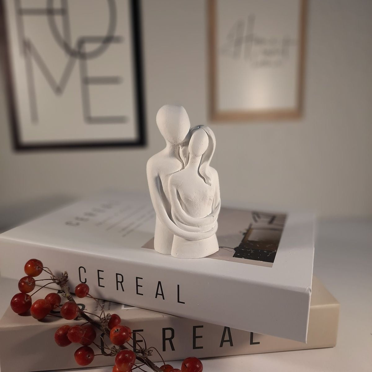 Embracing Couple Cement Figurine