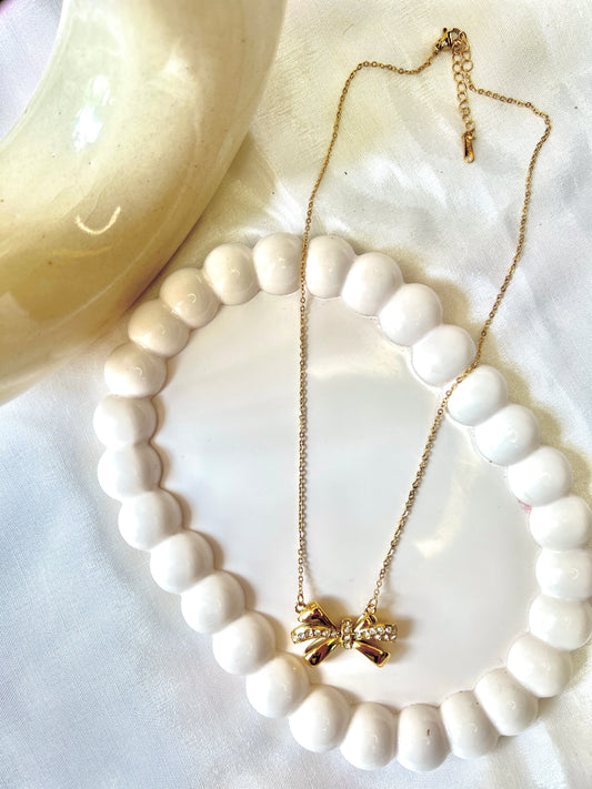 Bow Rhinestone Necklace