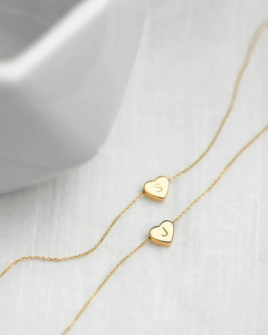 Mini Heart Initial Necklace