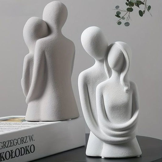 Embracing Couple Cement Figurine