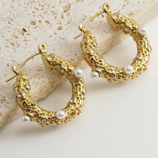 Retro Pearl Hoops