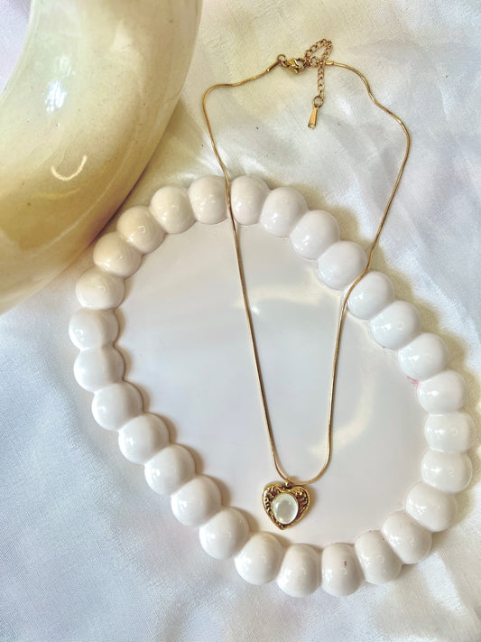 Vintage Heart Mother-of-Pearl Necklace