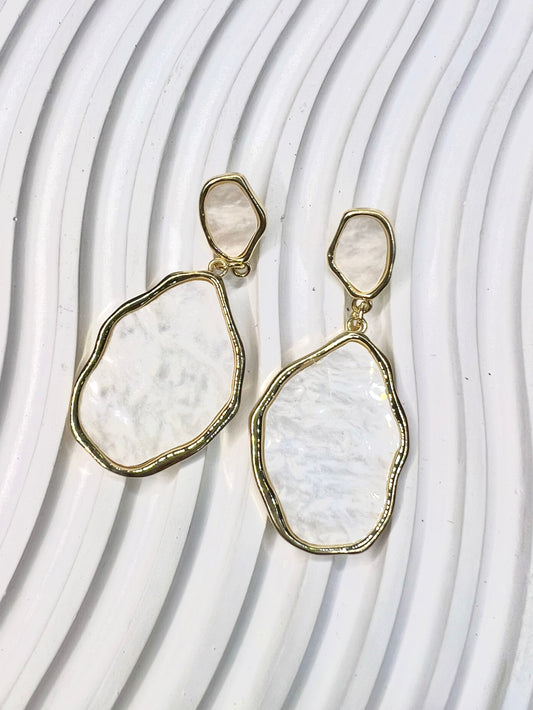 Geomatric Pearl Drop Earrings