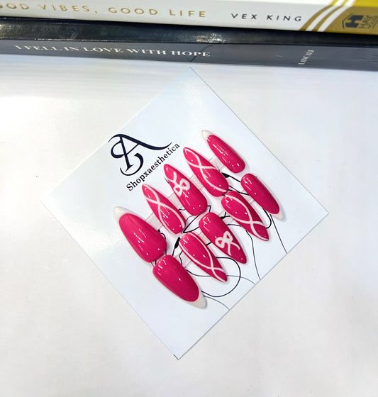 Pink & White Freestyle Customize Press-Ons